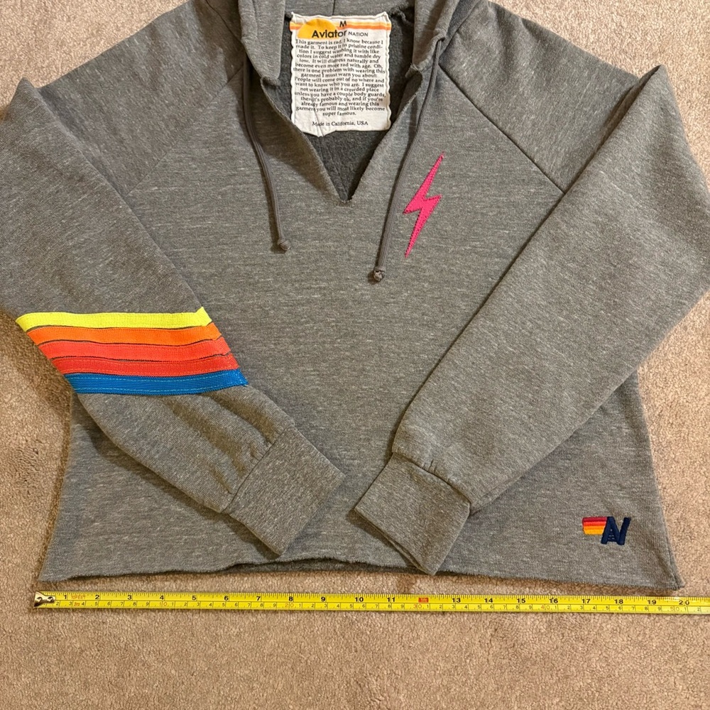 NWOT - Aviator Nation Bolt Chevron 5 Stitch Split Neck Hoodie ⚡️ - Picture 7 of 7